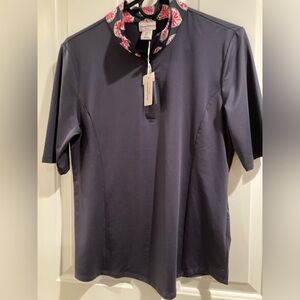 Tommy Bahama Women's Navy Blue Golf 1/4 Half Zip Stretch Polo Knit Shirt NEW